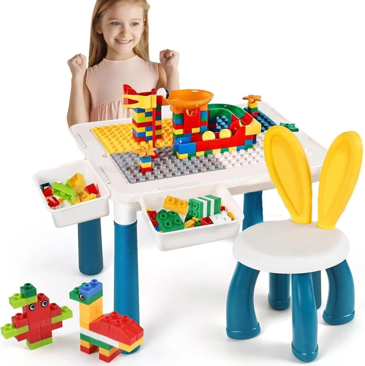 Kids Building Blocks Table With Chair